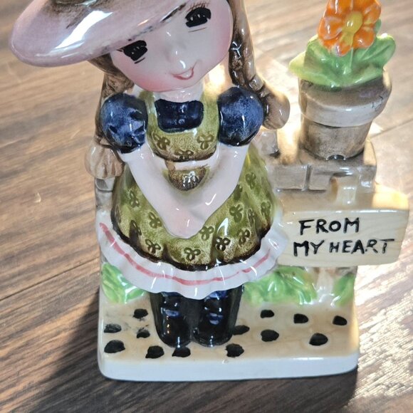 Vintage LEFTON Hand-Painted Ceramic "Holly Twenty" Figurine FROM MY HEART - Picture 2 of 12